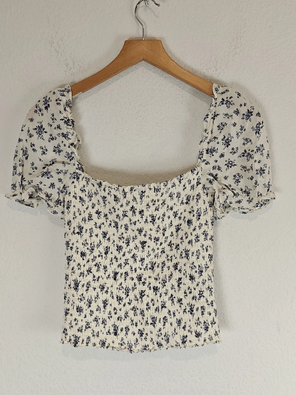 Reformation Jess Top Gracie Floral Smocked Puff Sleeve Crop S